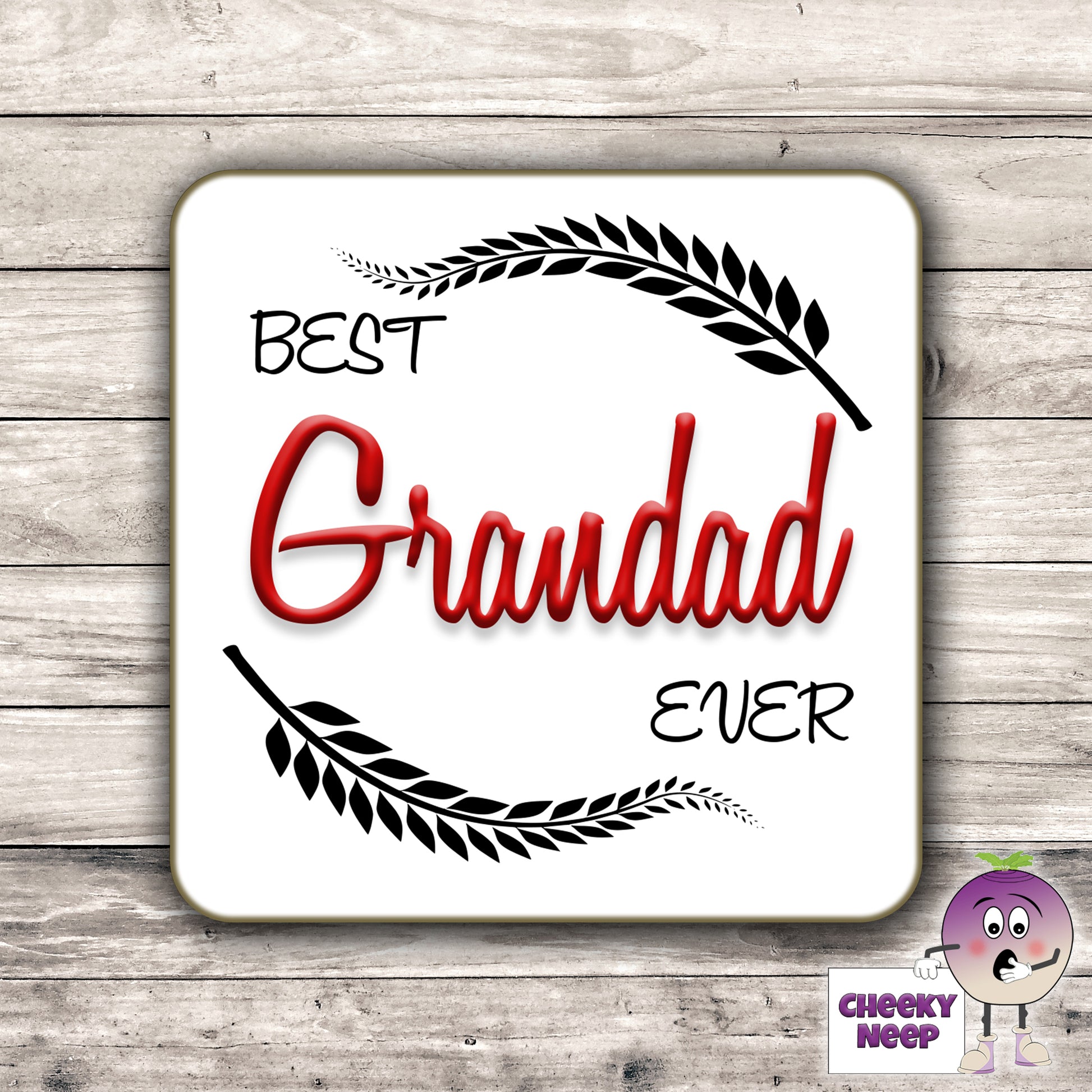 Square hardback coaster with the text "Best Grandad Ever"