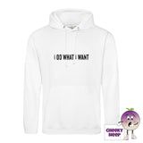 Artic White hoodie with the slogan I do what I want printed on the front from Cheekyneep.com