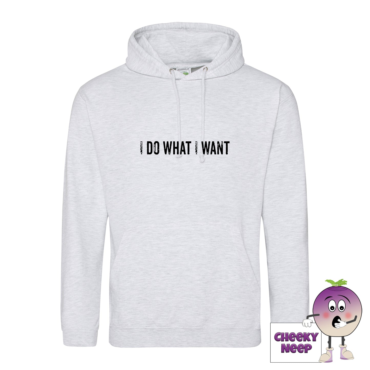 Ash Gray hoodie with the slogan I do what I want printed on the front from Cheekyneep.com