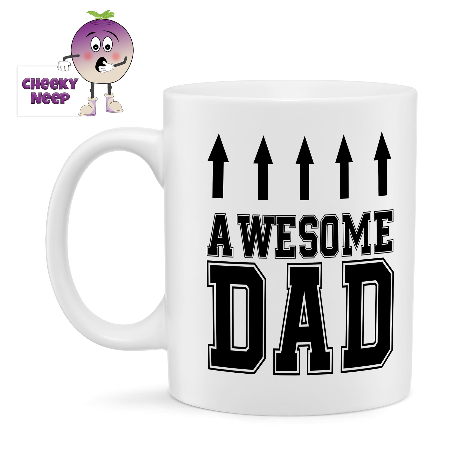 10oz ceramic mug with the text "Awesome Dad" printed in black text