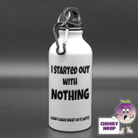 400ml White aluminium sports water bottle with the words 