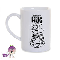 White porcelain mug with the words 