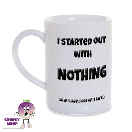 8oz white gloss porcelain mug with "I don't have a bad temper" written in black text over an angry emoji face. Below the face is the further black text of "Just a quick reaction to" and below that is a picture of the outline of a bull and a poo emoji. 