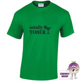 Irish green tee with the slogan sotally sober printed on the front