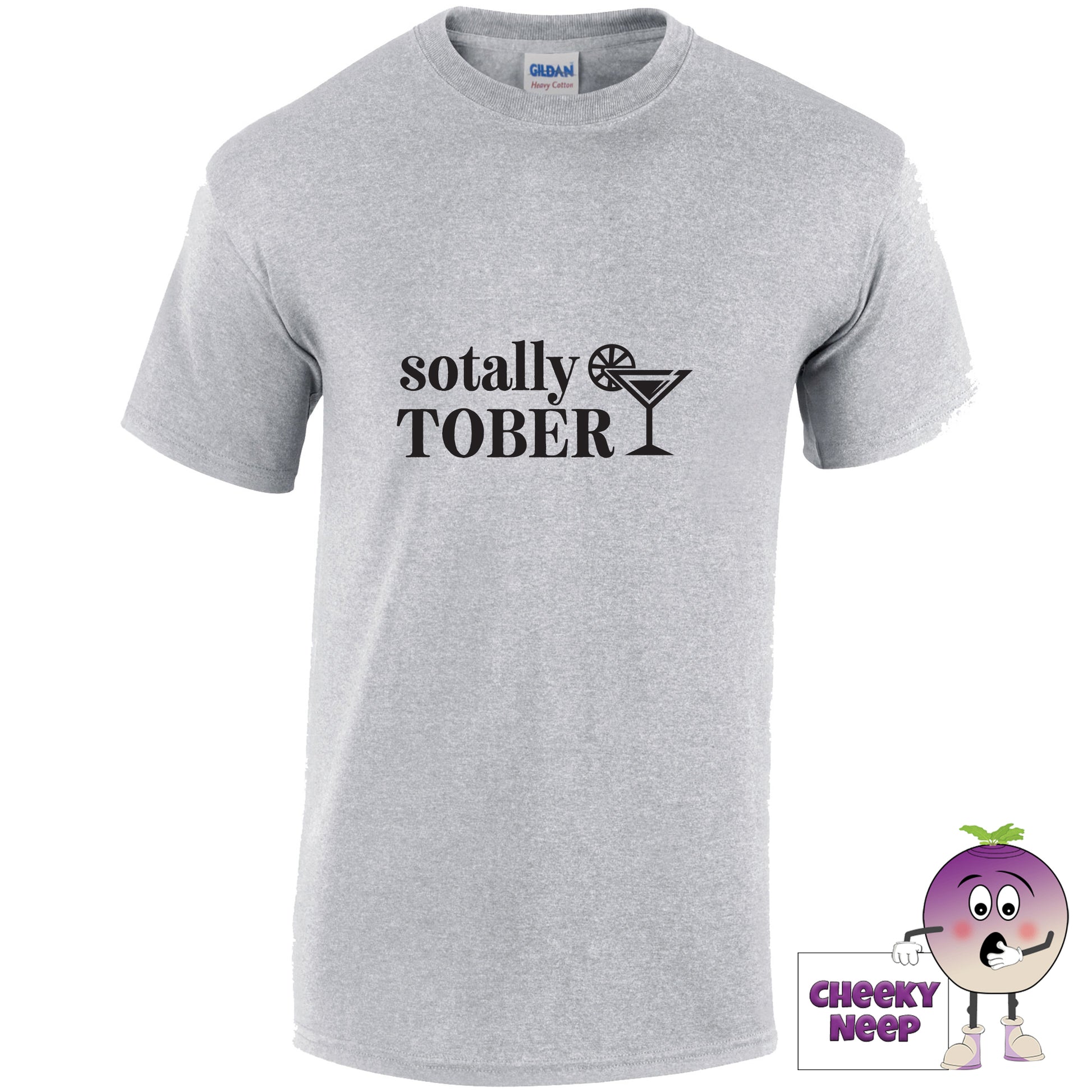 Sports grey tee with the slogan sotally sober printed on the front