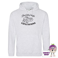 Ash coloured hoodie with slogan 