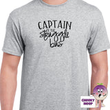 Grey mens tee with the slogan "Captain of the Struggle Bus" printed on the tee