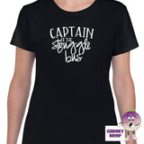 Black womens tee with the slogan "Captain of the Struggle Bus" printed on the tee