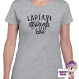 Grey womens tee with the slogan "Captain of the Struggle Bus" printed on the tee