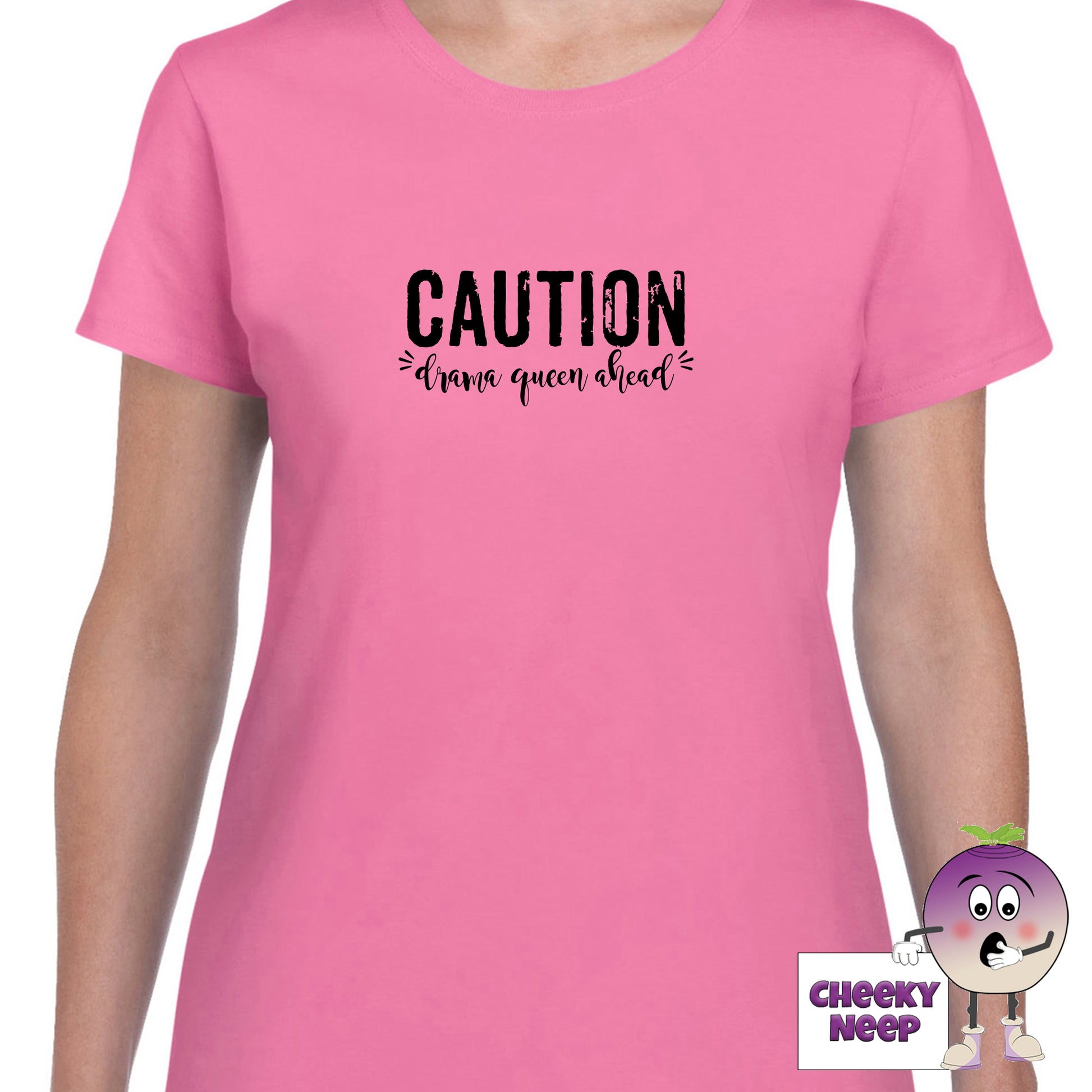 Azalea womens tee with the slogan "Caution Drama Queen Ahead" printed on the tee