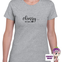 Grey womens tee with the slogan 