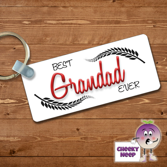 Rectangular keyring with the slogan "Best Grandad Ever" printed on both sides